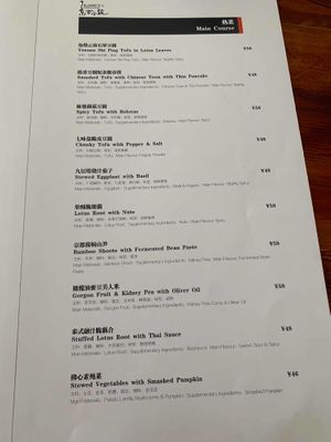 Menu at Elaine's in Beijing