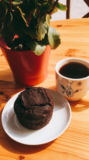 Good coffee. I tried this bitter muffin with hazelnut. It was refined sugar free. And so tasty. at Veganevden in Istanbul