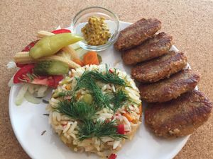 Pea protein meatless meatball were so good. at Veganevden in Istanbul