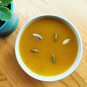  % organic pumpkin soup was delish!   at Veganevden in Istanbul