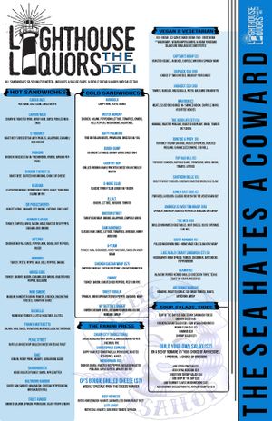 Menu 4/27/18 at Bo Brooks' Lighthouse Liquors in Baltimore