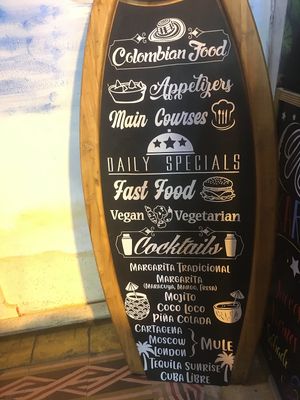 Exterior sign at Punto Tropical in Cartagena