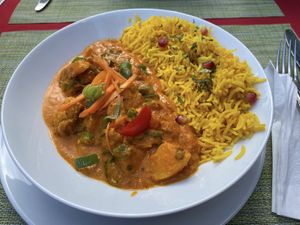 Ghobi Masala with basmati rice at Mount Everest in Berchtesgaden