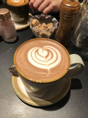 Hot choc with date syrup at Farm Girl - Sweaty Betty in London