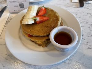 Vegan pancakes with strawberry and banana  at POG - Bachelor's Walk in Dublin