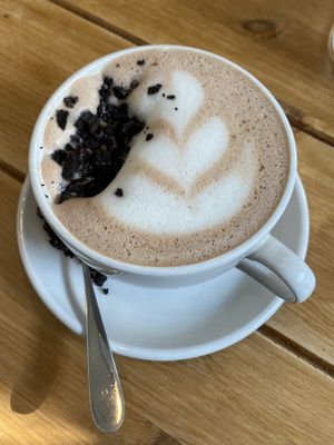 Oreo hot cocoa with plant milk   at POG - Bachelor's Walk in Dublin
