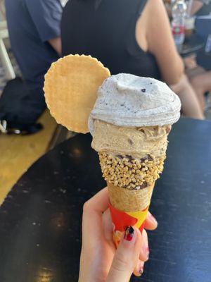Vegan cone 🍦 salted Oreo and almond coffee choc.   at Otello in Tel Aviv
