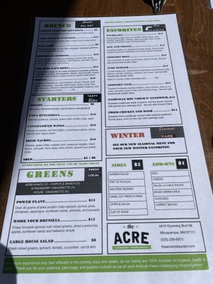 Menu at The Acre - Wyoming Blvd in Albuquerque