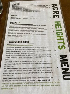 Menu at The Acre - Wyoming Blvd in Albuquerque
