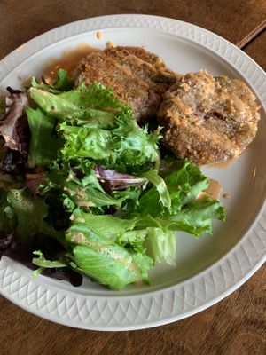 Crab cakes with wonderful salad at The Acre - Wyoming Blvd in Albuquerque