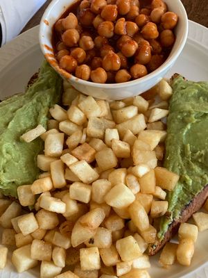 Red chile chickpeas, potatoes, avo toast  at The Acre - Wyoming Blvd in Albuquerque