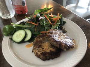 Vegan crab cakes  at The Acre - Wyoming Blvd in Albuquerque