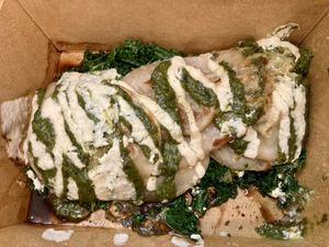 Butternut squash ravioli - big miss because of the cilantro drizzle ☹️  at Sage Regenerative Kitchen in Pasadena