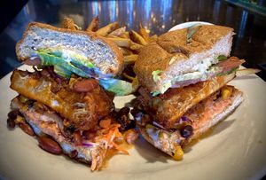 SPICY BUFFALO BURGER !   at Sage Regenerative Kitchen in Pasadena