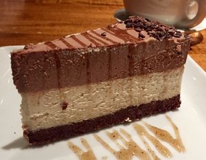 Chocolate Salted Caramel Raw Cheesecake  at Sage Regenerative Kitchen in Pasadena
