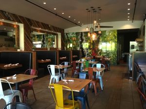 Indoor seating at Sage Regenerative Kitchen in Pasadena