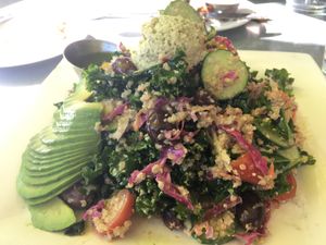 The Goatless Greek Salad was delicious at Sage Regenerative Kitchen in Pasadena
