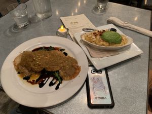 Potato Broccoli Pierogis & Buffalo Avocado Baked Mac&Cheese at Sage Regenerative Kitchen in Pasadena