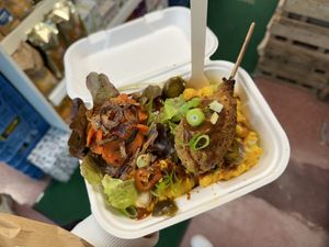 Kimchi Mac topped with mushroom drumstick 🤤  at My Goodness in Cork