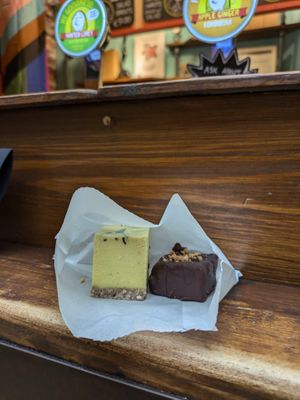 Lemon cheesecake and vegan snickers at My Goodness in Cork