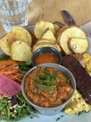 Sunday brunch with side salad instead of sourdough toast.   at My Goodness in Cork