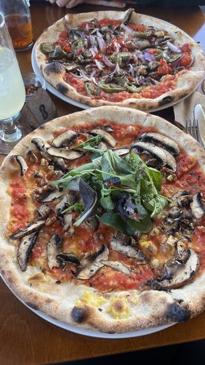 Spicy chook without chicken and mozzarella and the paradiso with vegan mozzarella  at Paradiso Ristorante Pizzeria in Te Anau