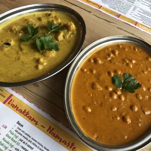 Cauliflower curry (amazing flavours) and chickpea curry   at Dosa Kitchen in Newcastle Upon Tyne