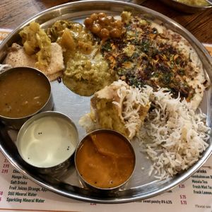 Special uttapam with sambar and chutney, masala dosa, three vegetable curries   at Dosa Kitchen in Newcastle Upon Tyne