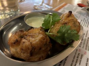 Medhu Vada (vg) – crispy lentil starter with onion,
5.95 coriander, green chillies, curry leaves and black pepper  at Dosa Kitchen in Newcastle Upon Tyne