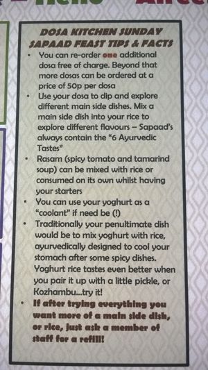 Sunday sapaad tips at Dosa Kitchen in Newcastle Upon Tyne