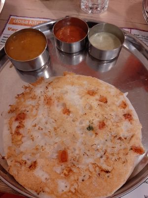 Onion tomatoes uttapam at Dosa Kitchen in Newcastle Upon Tyne