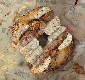 Scandi Hot Dog Bagel  at Bagel Factory in North West London