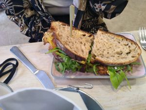 Mushroom toasties at Aujourd'hui Demain Cafe in Paris
