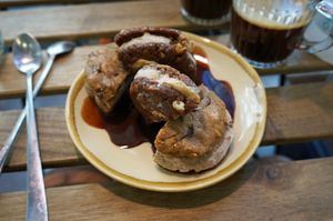 Ice-dream sandwich (sandwich of cookies and ice-cream) at Aujourd'hui Demain Cafe in Paris