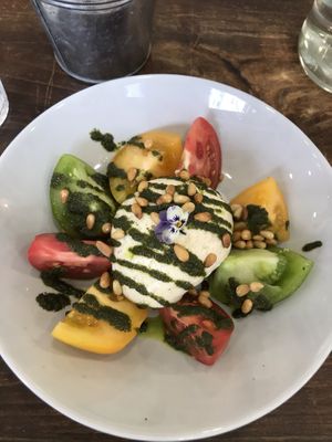 tomato no-mozza burrata at Aujourd'hui Demain Cafe in Paris