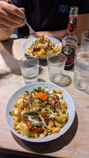 Mac & cheese at Aujourd'hui Demain Cafe in Paris