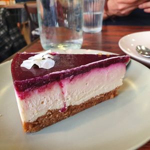Cheesecake at Aujourd'hui Demain Cafe in Paris