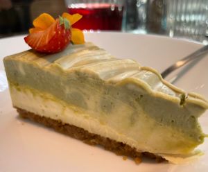 Matcha cheesecake  at Aujourd'hui Demain Cafe in Paris