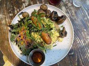 Breakfast pancake  at Aujourd'hui Demain Cafe in Paris