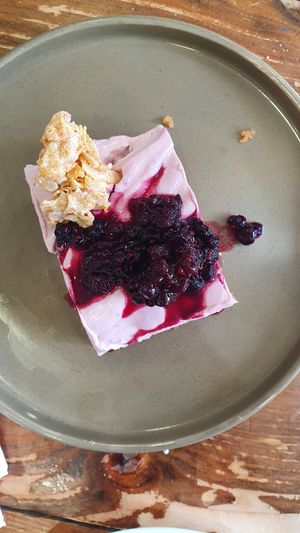 Cheesecake at Aujourd'hui Demain Cafe in Paris