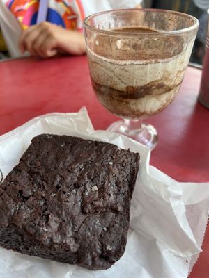 Tiramisu & brownie  at Aujourd'hui Demain Cafe in Paris