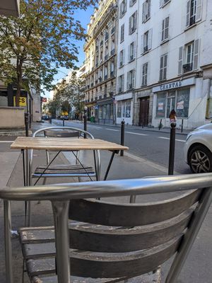 Outside at Aujourd'hui Demain Cafe in Paris