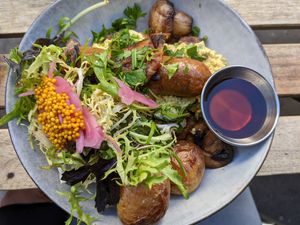 Breakfast pancakes at Aujourd'hui Demain Cafe in Paris