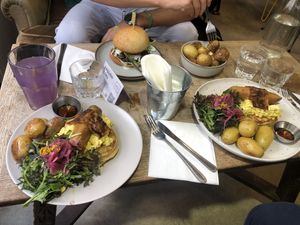 Breakfast Pancakes  at Aujourd'hui Demain Cafe in Paris