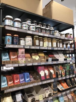 Shop (spreads and chocolate )  at Aujourd'hui Demain Cafe in Paris