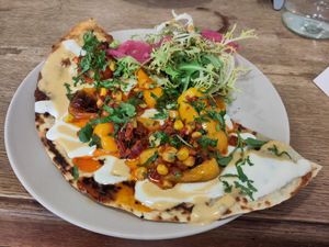 Quesadilla roja at Aujourd'hui Demain Cafe in Paris