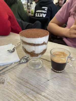 Tiramisu and expresso  #Veganuary at Aujourd'hui Demain Cafe in Paris