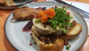 Homemade foie gras toast at Aujourd'hui Demain Cafe in Paris