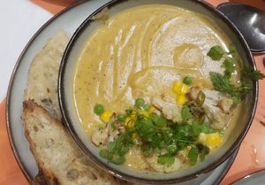 Winter soup at Aujourd'hui Demain Cafe in Paris