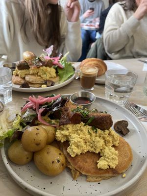 Breakfast Pancakes  at Aujourd'hui Demain Cafe in Paris